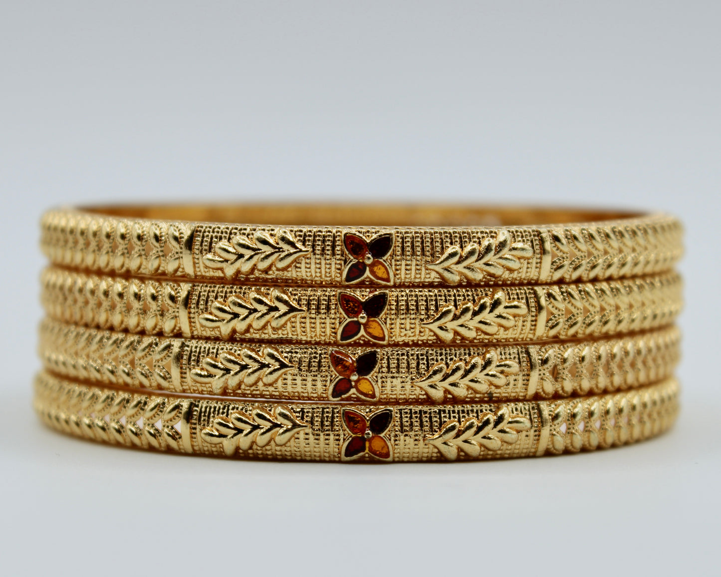 Floral Cubic Zirconia Bangle Set - E2270