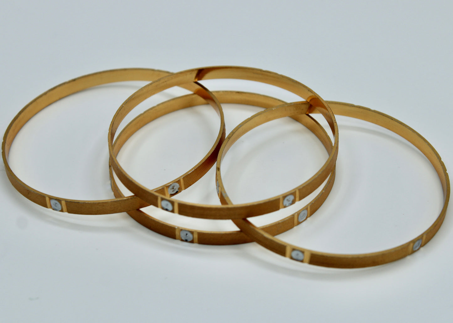 Golden Cubic Zirconia Studded Bangle Set - E2271