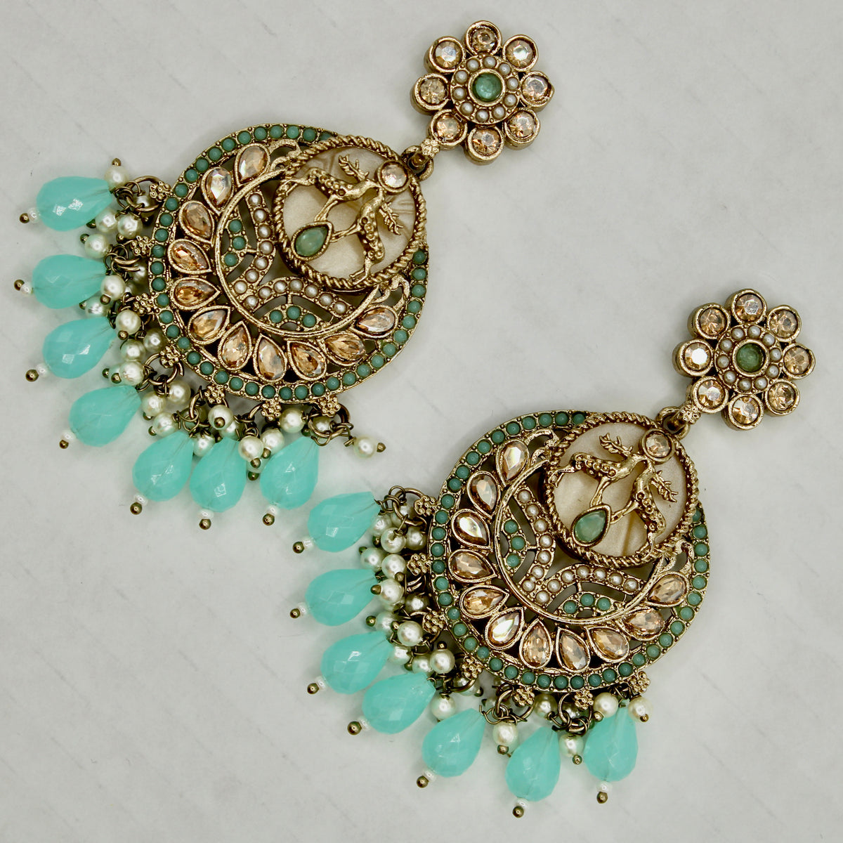 Kundan and Acrylic Bead Earrings - E552