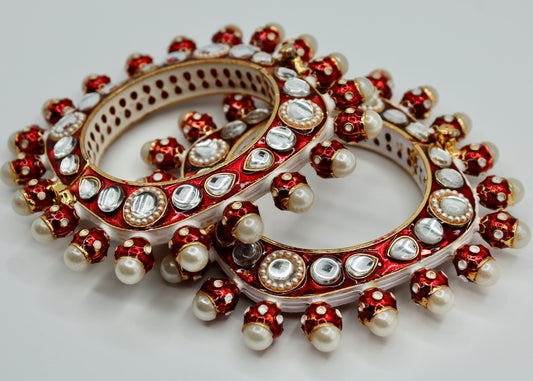 Rajisthani Jadao Kada with Pearl Detailings - E2225