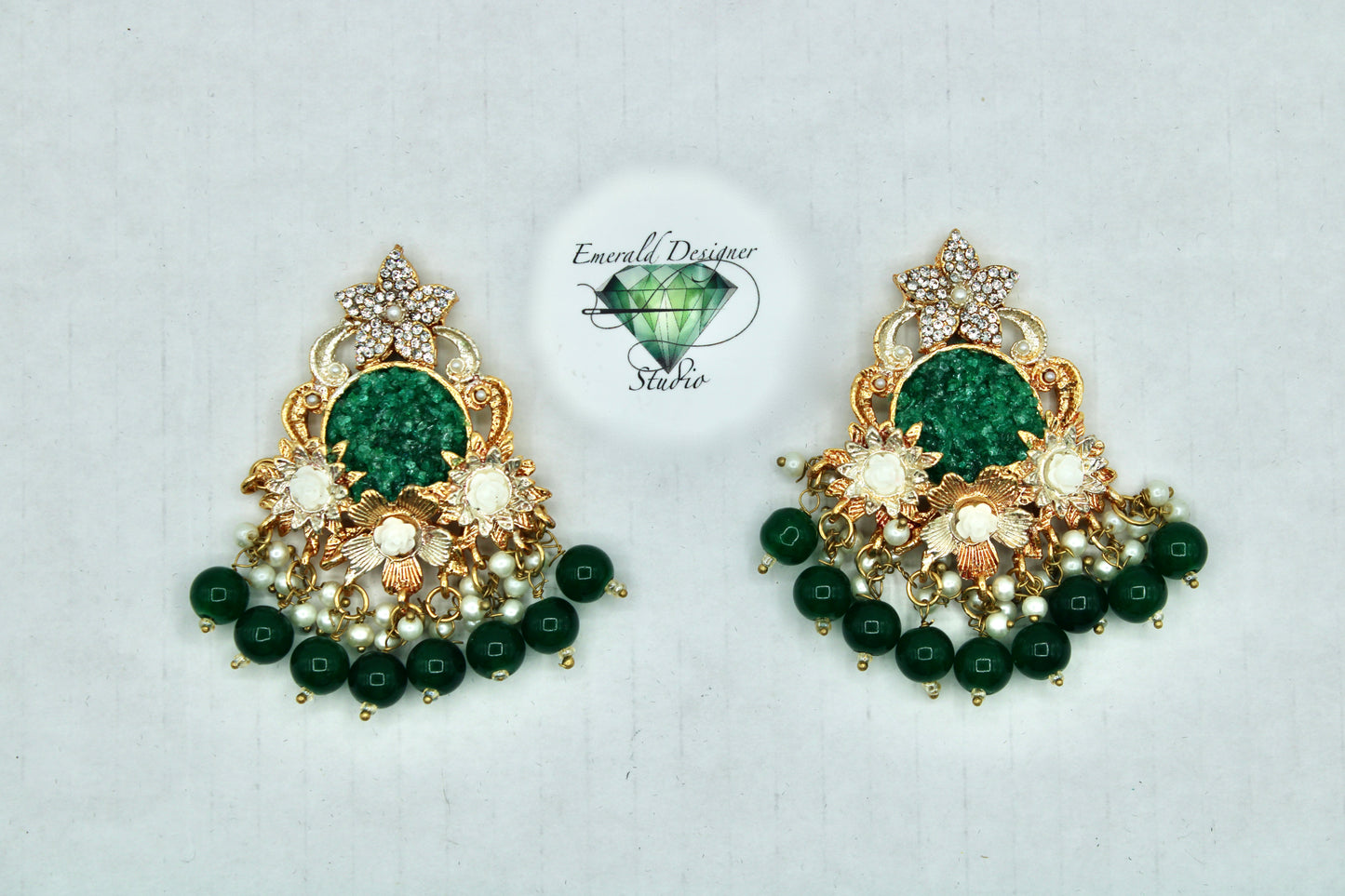 Ornate Crushed Stone Earrings - E4009
