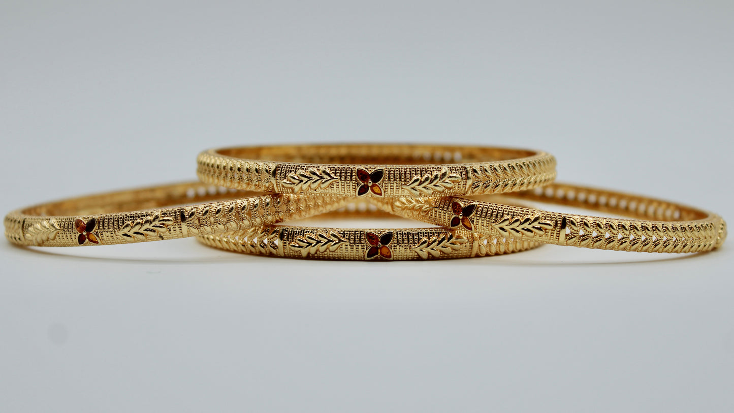 Floral Cubic Zirconia Bangle Set - E2270