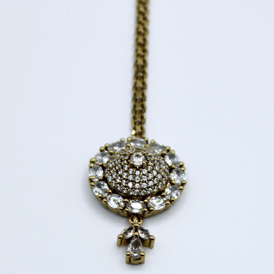 Golden Cubic Zirconia Teeka - E511