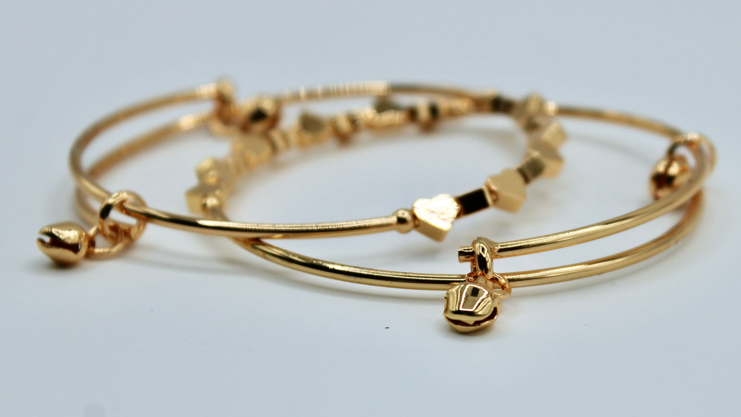 Golden Heart Appliqué Bangles - E2232