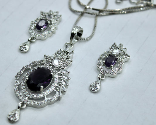 Oval-Cut Cubic Zirconia Pendant Set - E2290