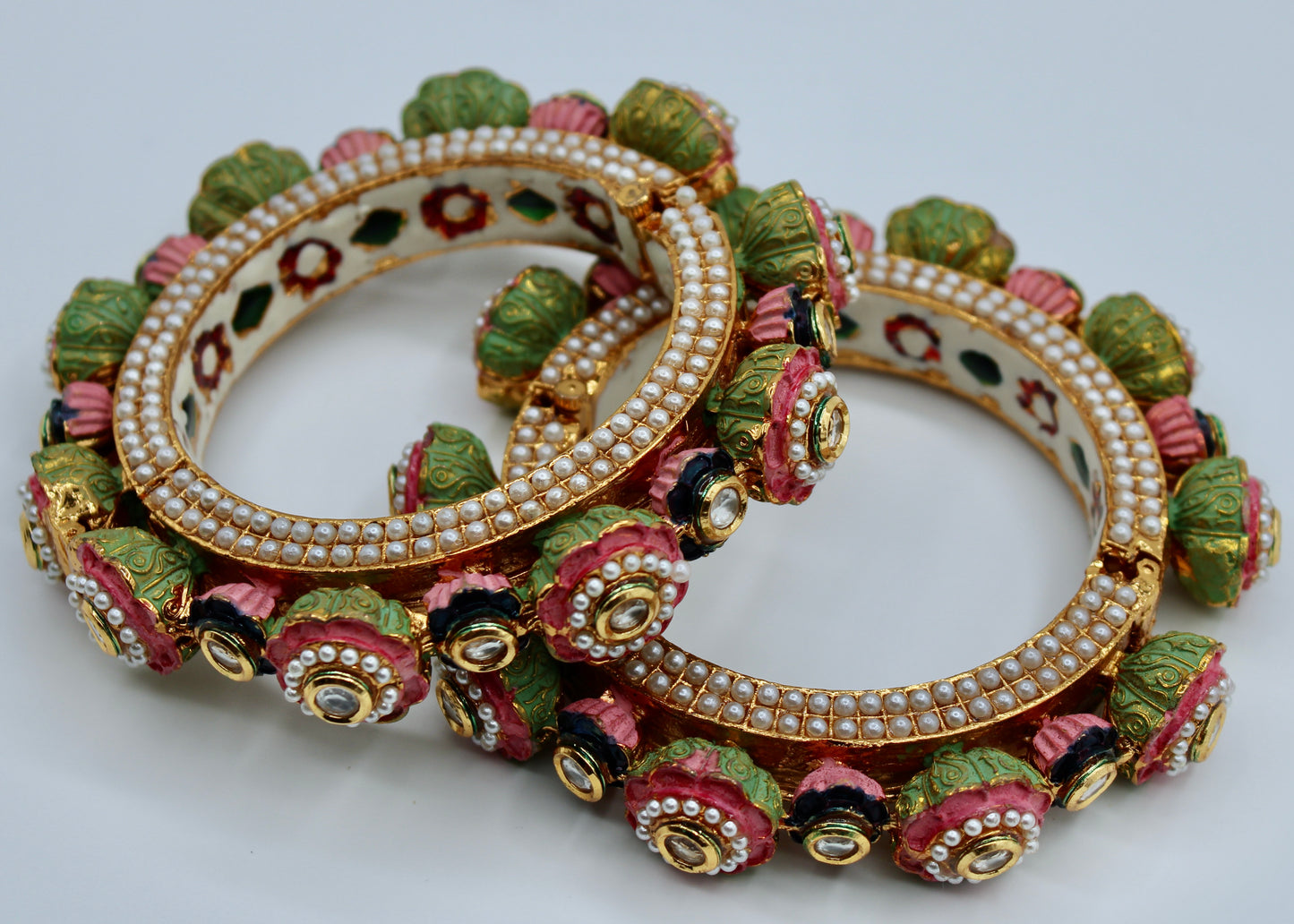Floral Studded Rajisthani Kada - E2228