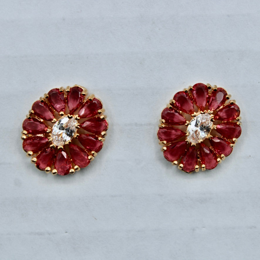 Floral Traditional Cubic Zirconia Studs - E2340