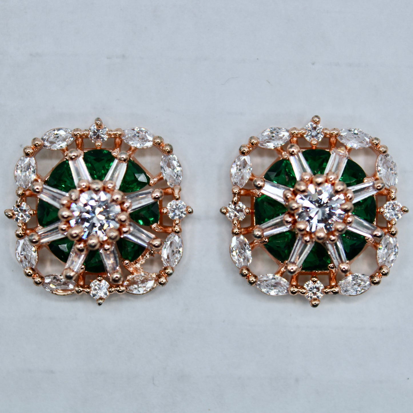 Rose Gold Cubic Zirconia Studs - E2351