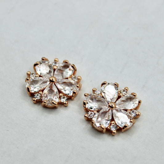 Pear-Cut Cubic Zirconia Floral Studs - E2330
