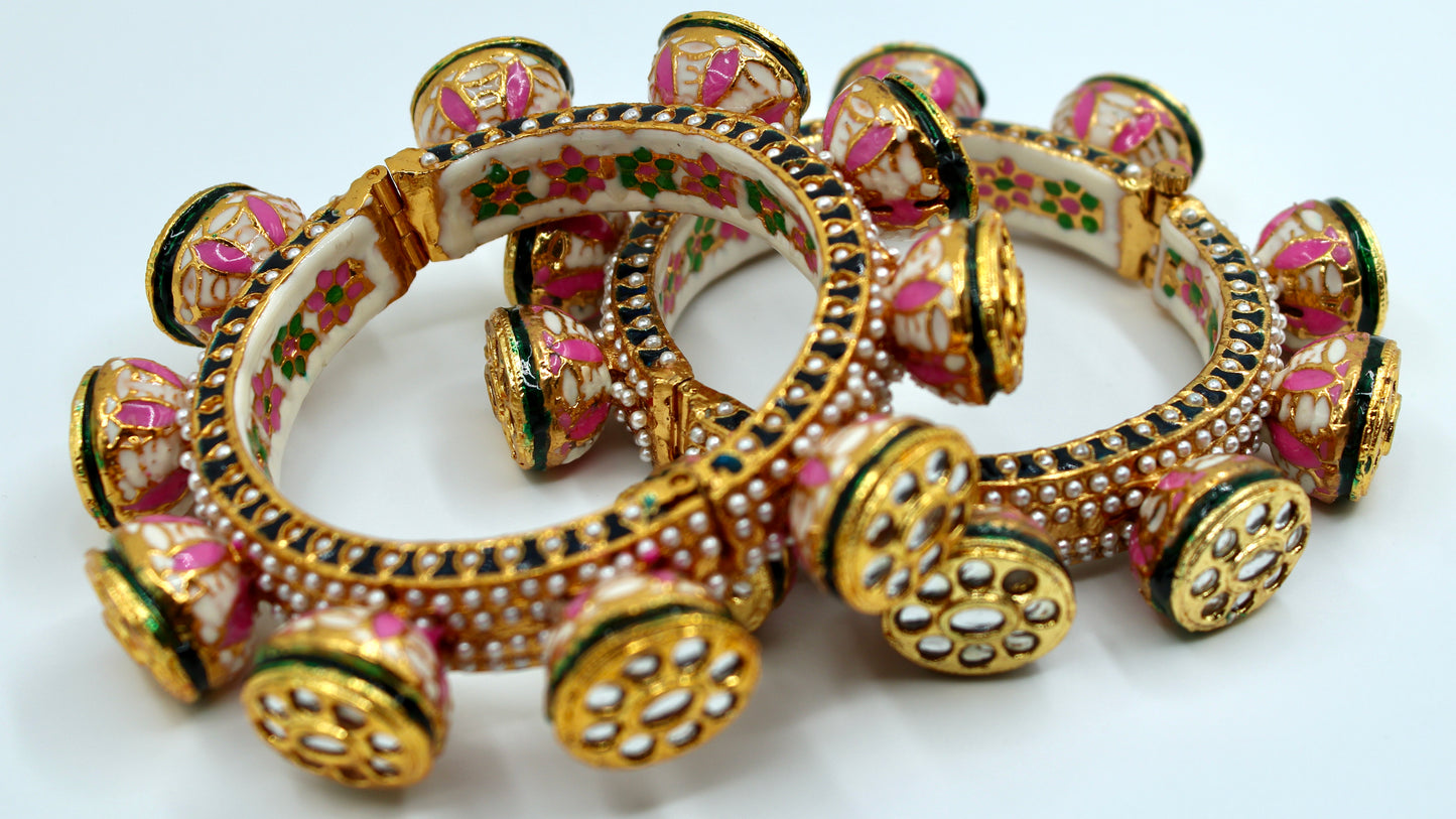 Hand-Made Rajisthani Meena Kari and Pearl Kada - E2214