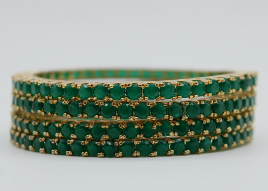 Traditional Golden Cubic Zironia Bangle Set - E2249
