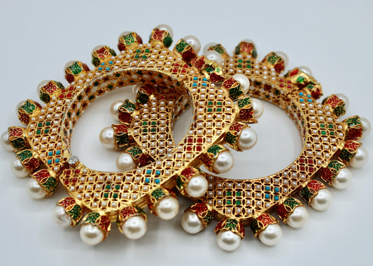 Rajisthani Jadao Kada with Nauratan Detailings - E2224