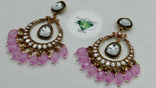 Faux Kundan and Acrylic Bead Fashion Earrings - E579