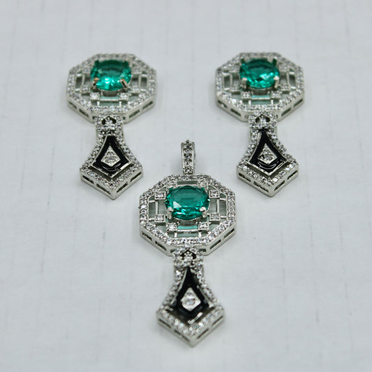 Round-Cut Cubic Zirconia Pendant Set - E2280