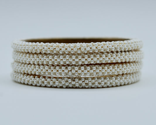 Faux Pearl Bead Bangle Set - E2256