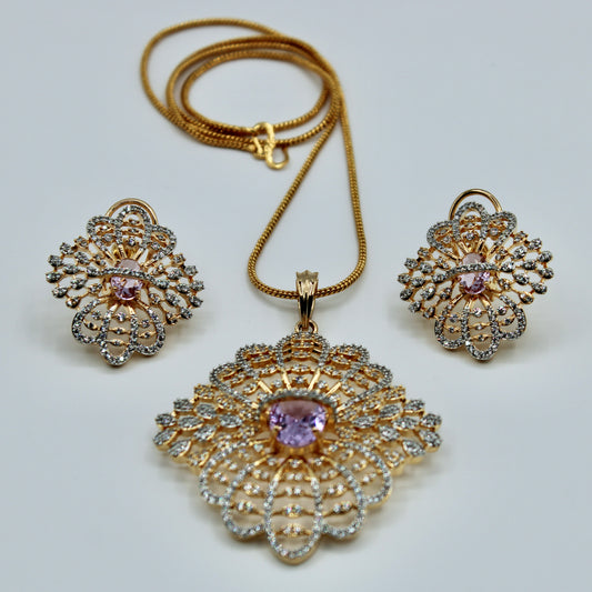 Oval-Cut Cubic Zirconia Pendant Set - E2275