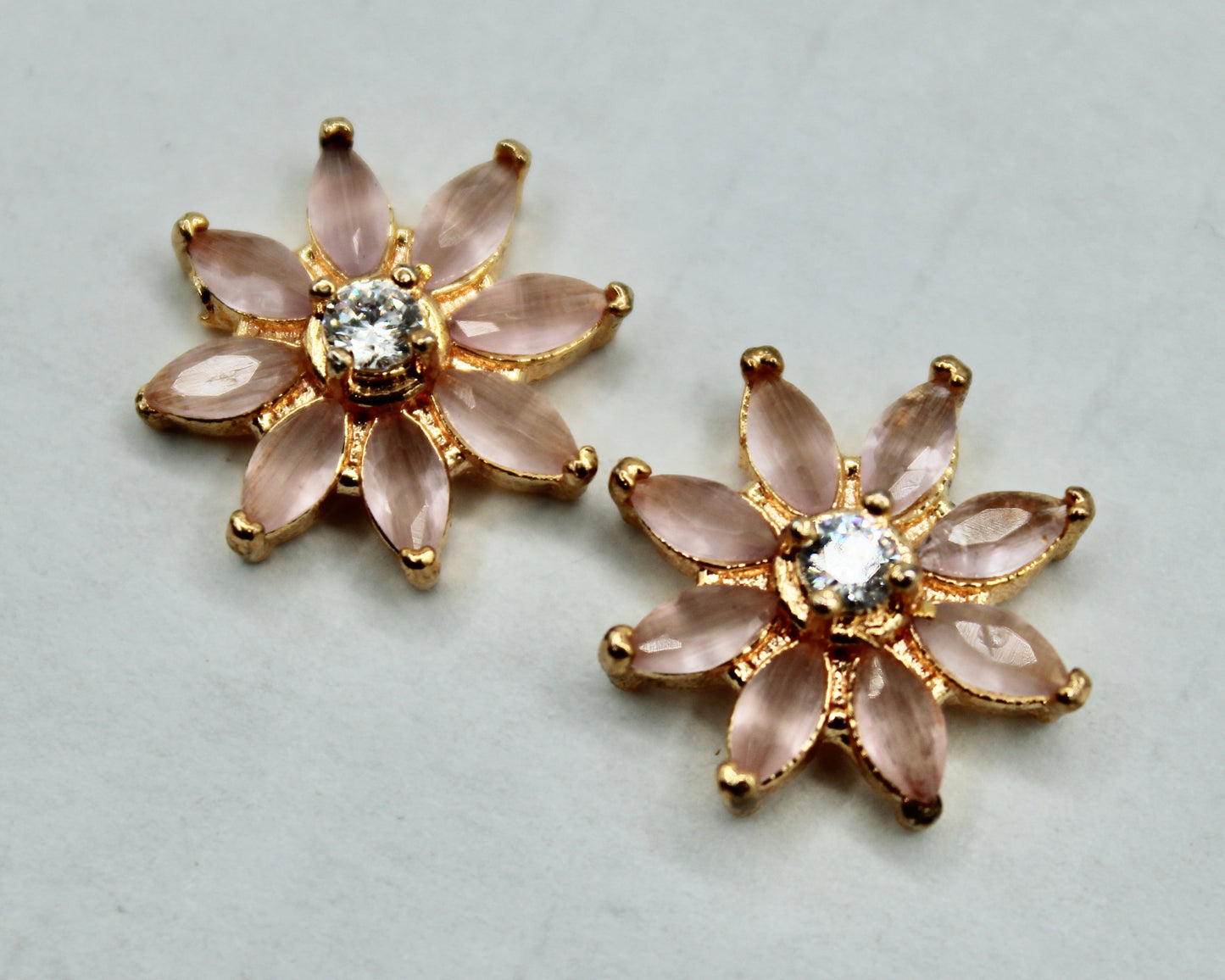 Marquis-Cut Floral Cubic Zirconia Studs - E2319