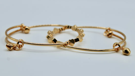 Golden Heart Appliqué Bangles - E2232