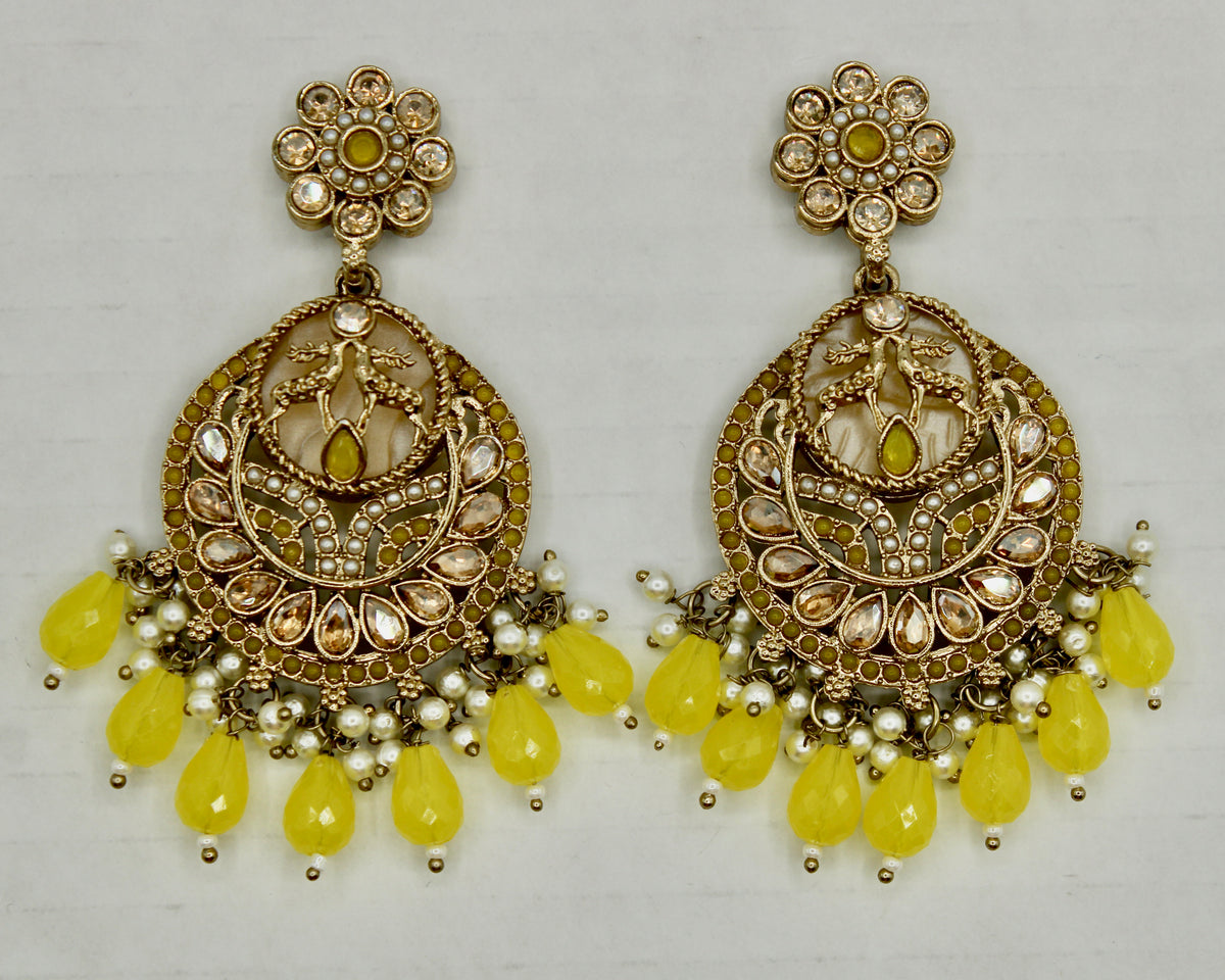 Kundan and Acrylic Bead Earrings - E552