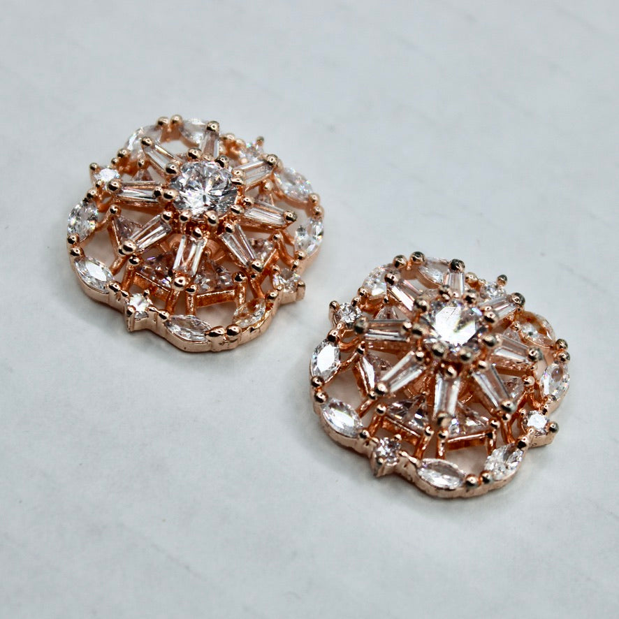 Rose Gold Cubic Zirconia Studs - E2351