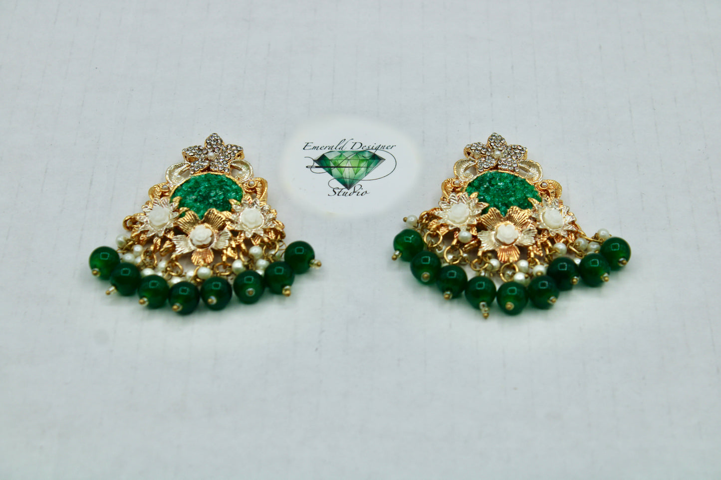 Ornate Crushed Stone Earrings - E4009