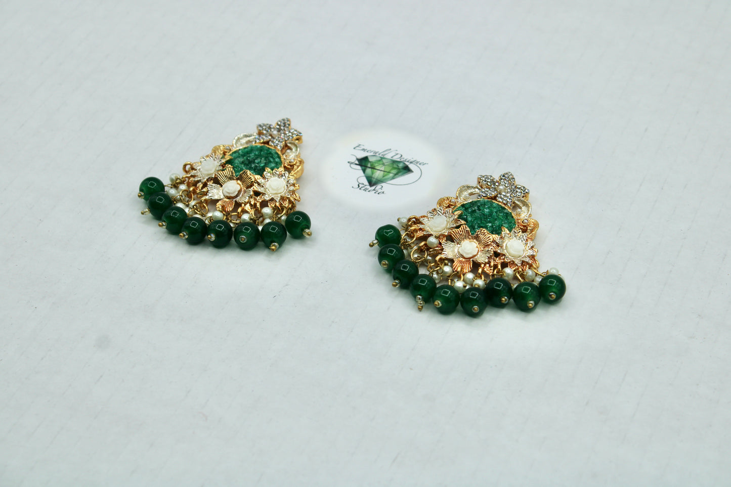 Ornate Crushed Stone Earrings - E4009