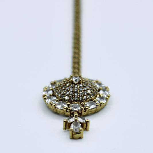 Golden Cubic Zirconia Teeka - E511