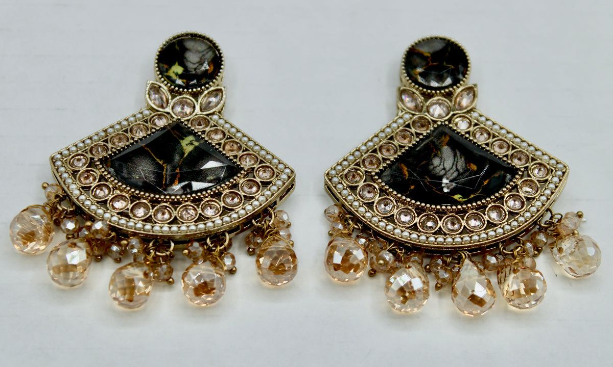 Mosaic Stone and Crystal Earrings - E550