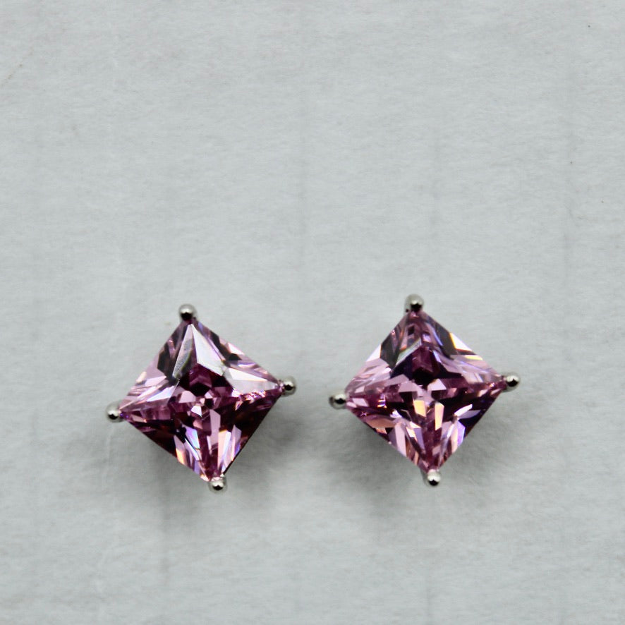 Princess-Cut Cubic Zirconia Studs - E2336