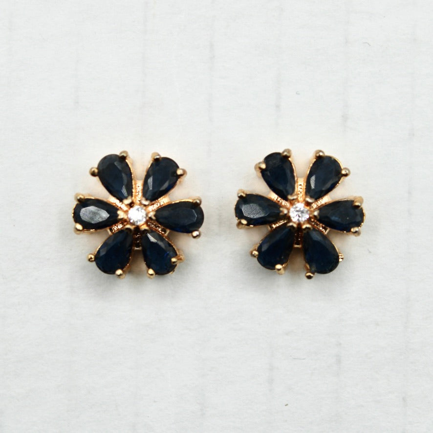 Pear-Cut Cubic Zirconia Floral Studs - E2343