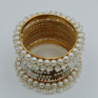 Faux Pearl and Crystal Bangle Set - E501