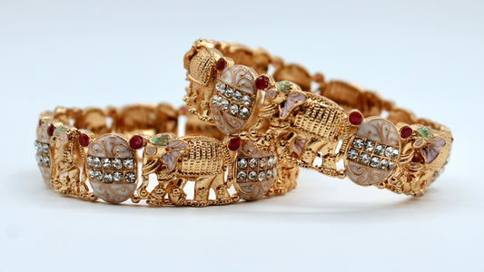 Traditional Meena Kada Set With Elephant Design - E2202