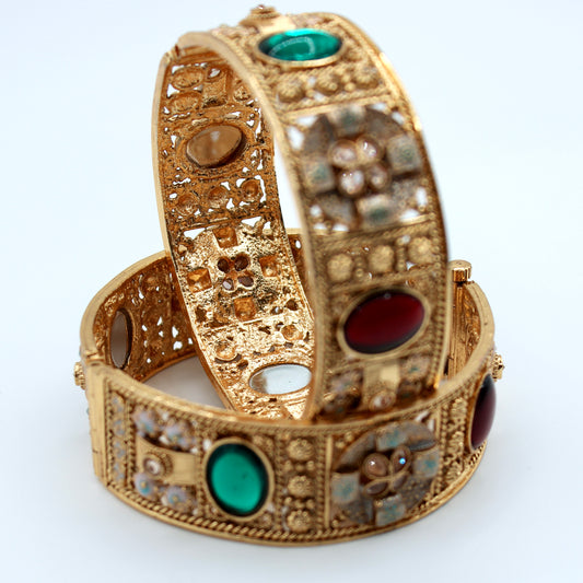 Hand-Made Meena and Kundan Kada Set- E2207
