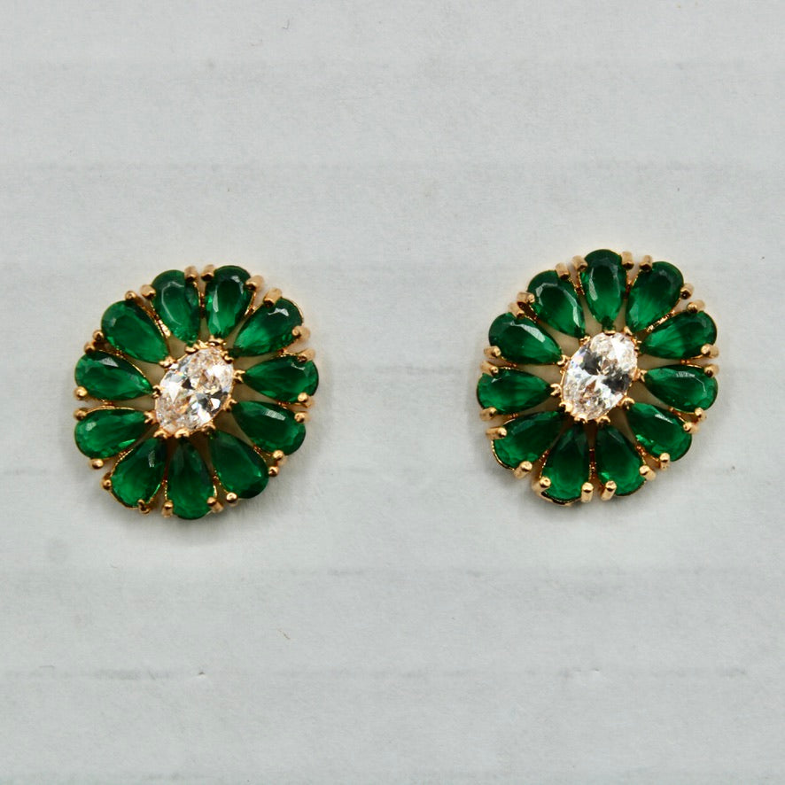 Floral Traditional Cubic Zirconia Studs - E2340