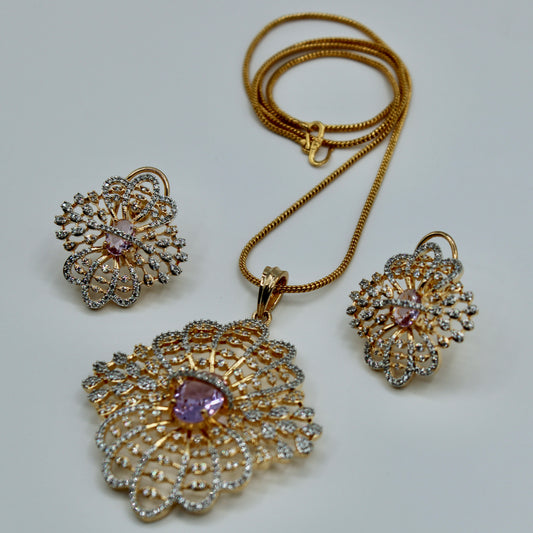 Oval-Cut Cubic Zirconia Pendant Set - E2275
