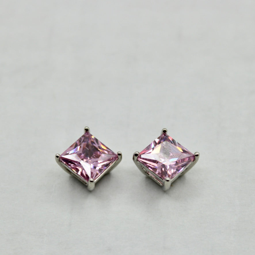 Princess-Cut Cubic Zirconia Studs - E2336