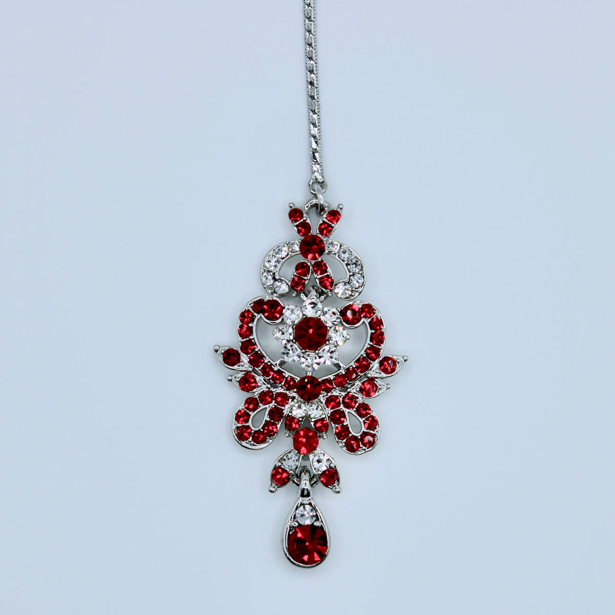 Red and Silver Cubic Zirconia Teeka - E514