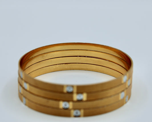 Golden Cubic Zirconia Studded Bangle Set - E2271