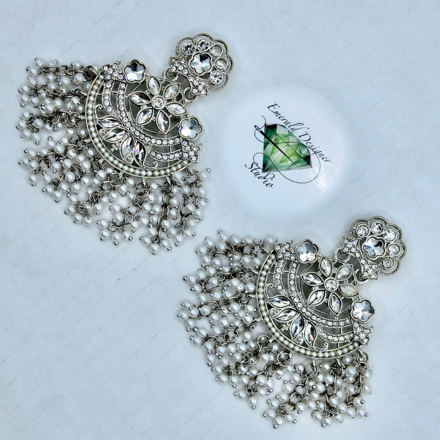 Faux Kundan Gajra Pearl Earrings - E560