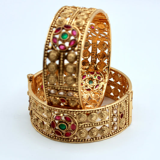 Hand-Made Floral Kundan Kada Set - E2209