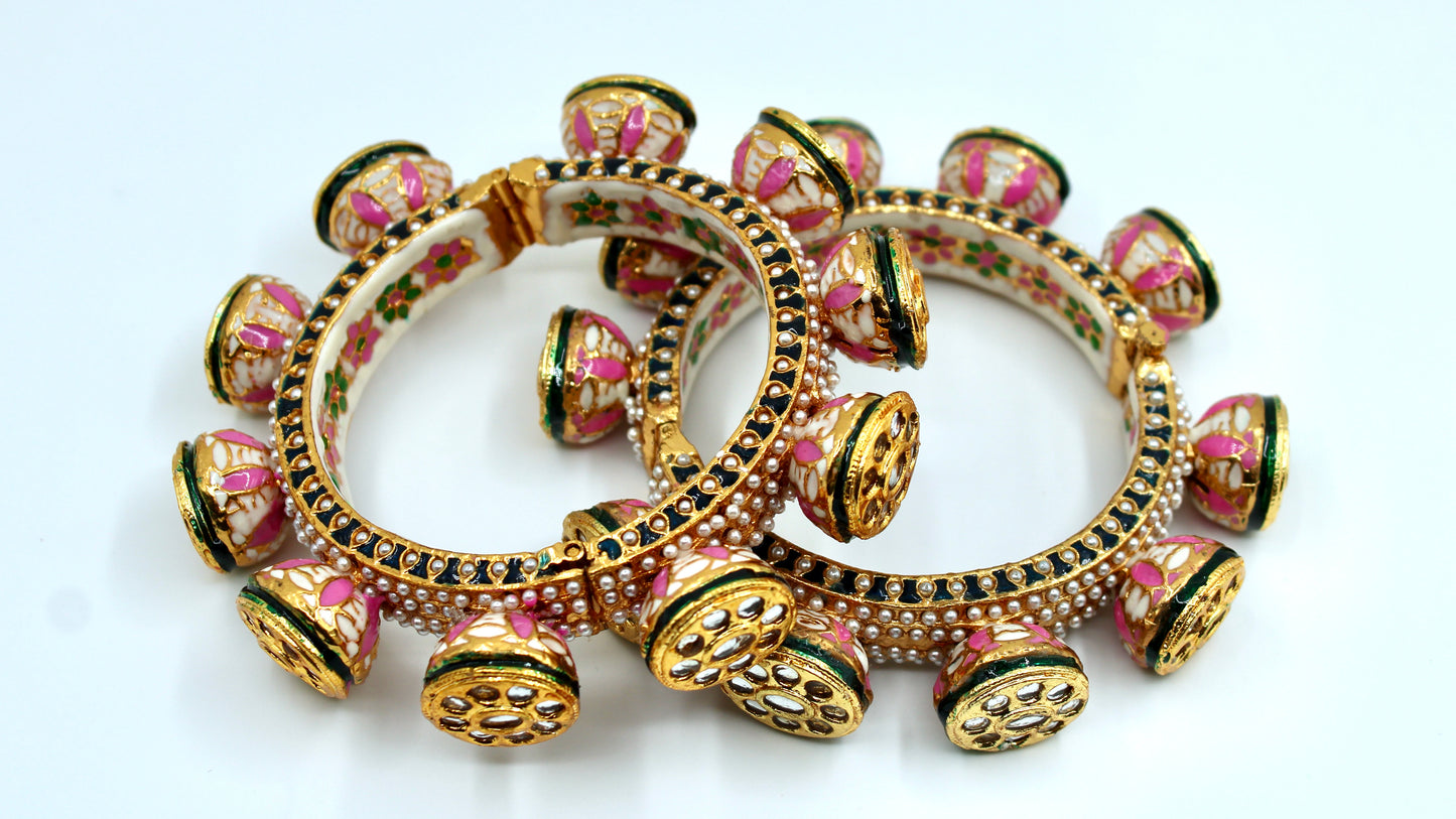 Hand-Made Rajisthani Meena Kari and Pearl Kada - E2214