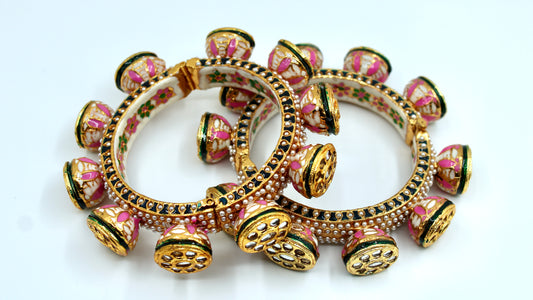 Hand-Made Rajisthani Meena Kari and Pearl Kada - E2214