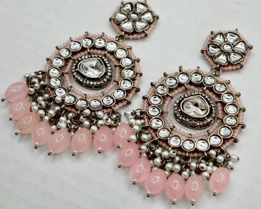 Faux Kundan and Acrylic Bead Fashion Earrings - E578