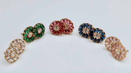 Floral Traditional Cubic Zirconia Studs - E2340