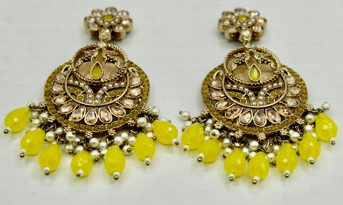 Kundan and Acrylic Bead Earrings - E552