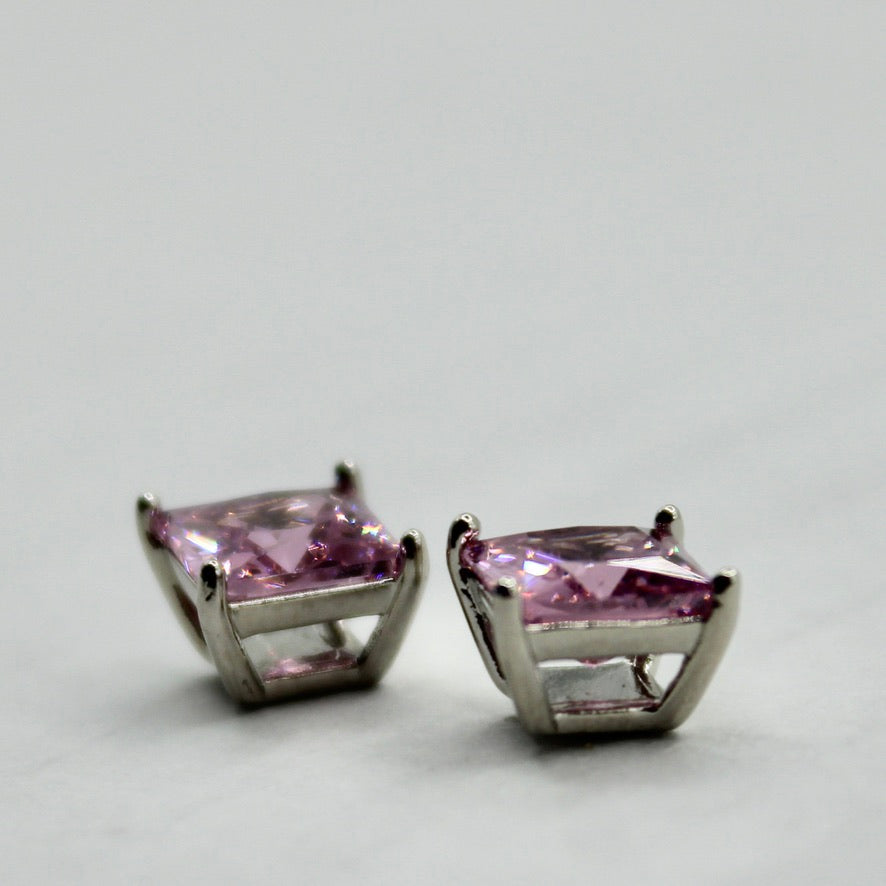 Princess-Cut Cubic Zirconia Studs - E2336