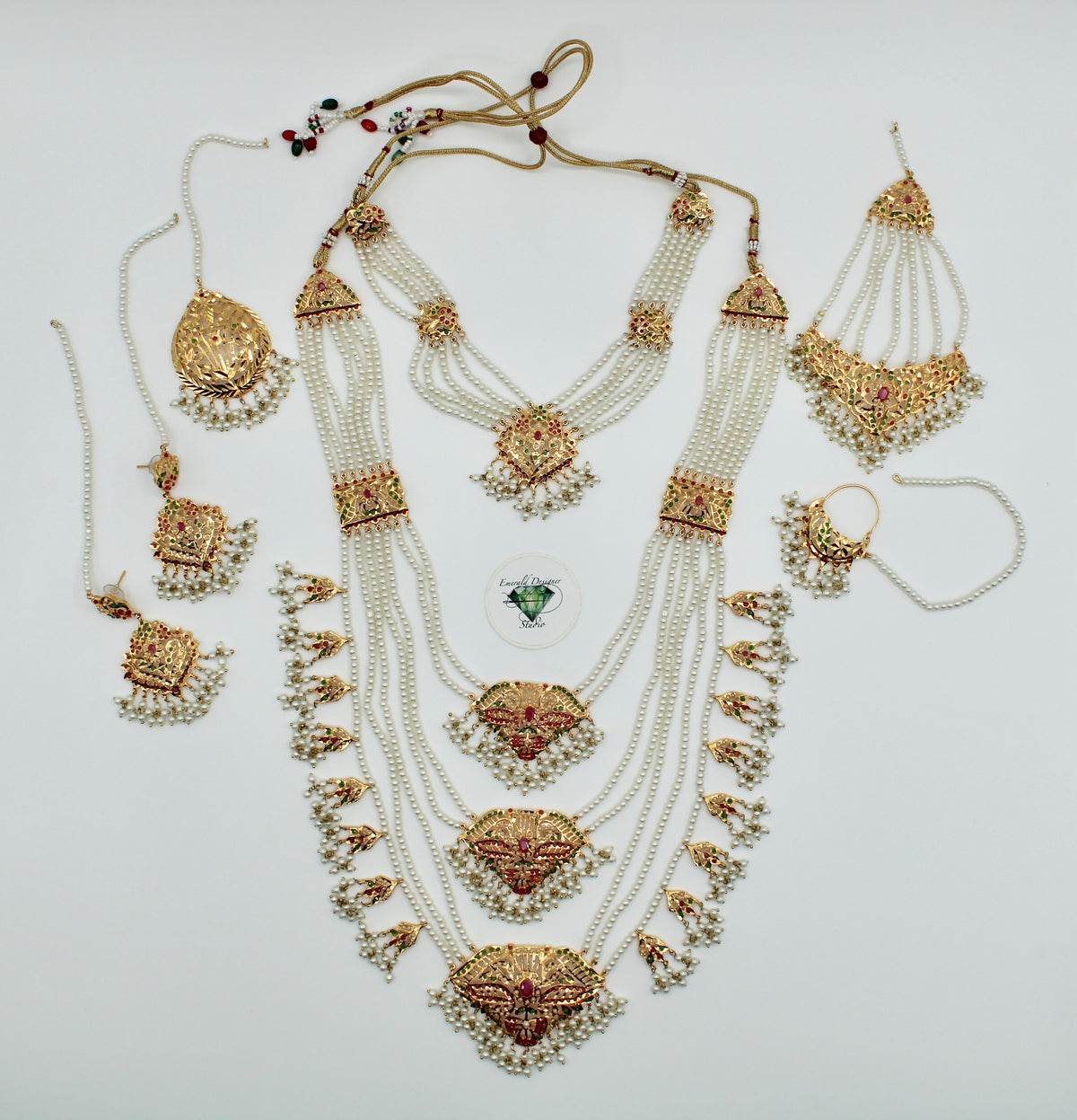 Gold-Plated and Semi-Precious Hyderabadi Bridal Set - E1133