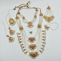 Gold-Plated and Semi-Precious Hyderabadi Bridal Set - E1133