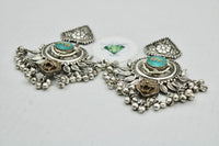 Two-Toned Oxidized Pearl Earrings With Ghungroo - E1226