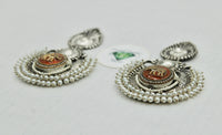 Oxidized Earrings With Faux Gajra Pearls - E1230